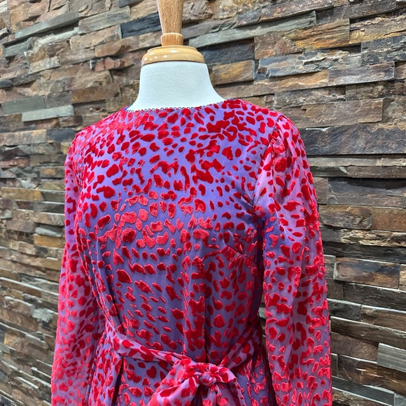 House of Harlow 1960 x REVOLVE Shawna Dress Size SM Cobalt Blue and Red Velvet - Picture 11 of 16